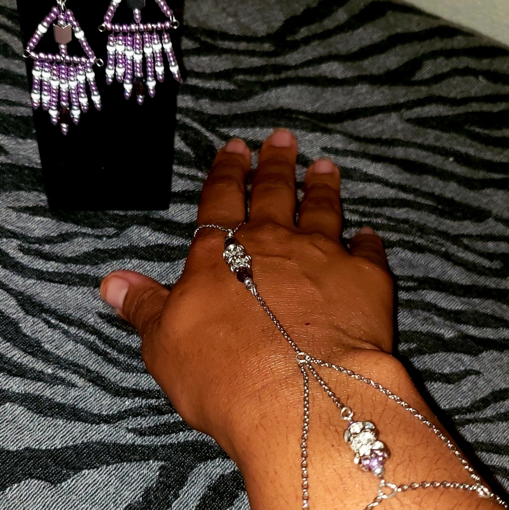 Handmade handchain and earrings set